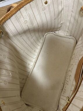 Louis Vuitton Cream Canvas Tote with Tan Leather Trim